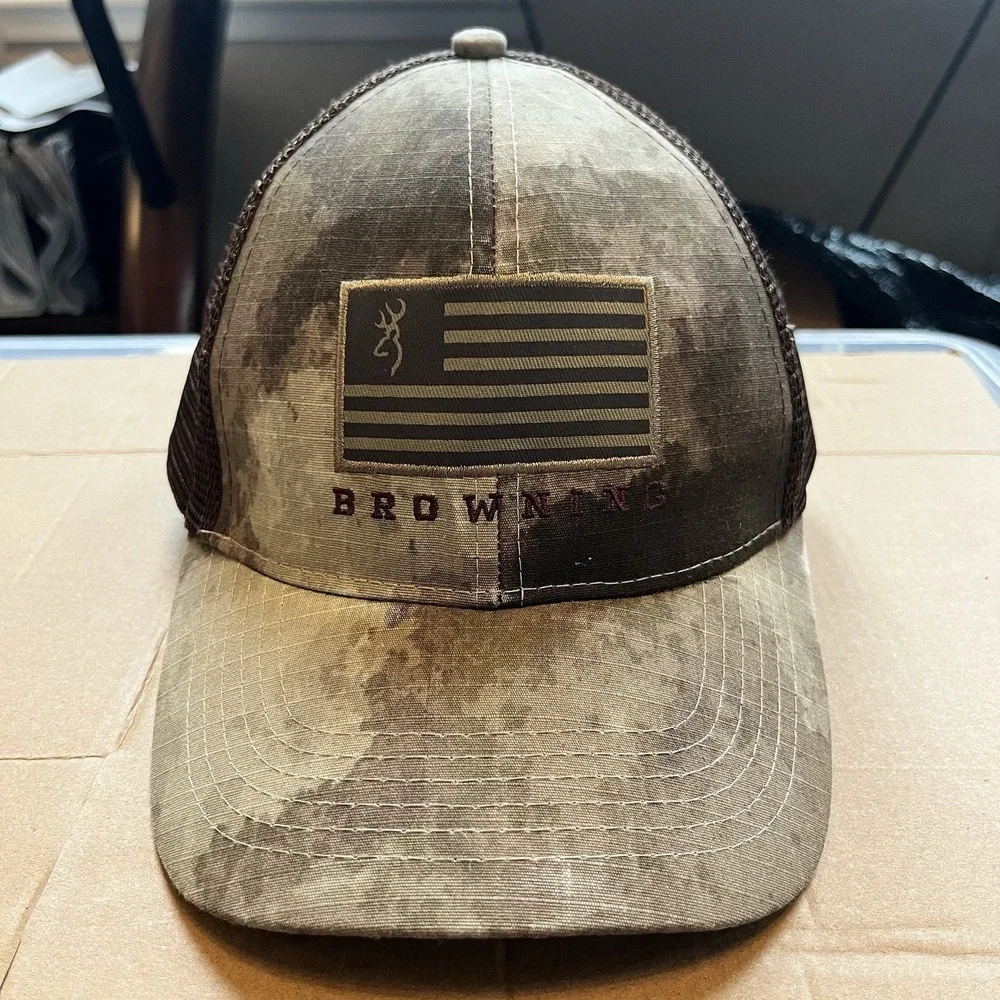 Browning Bozeman Camo Trucker Hat Mesh Back Snapback Buckmark Hunting Cap